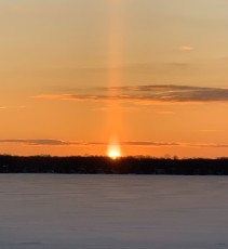 A sun pillar! Our thanks to Member Linda Lass